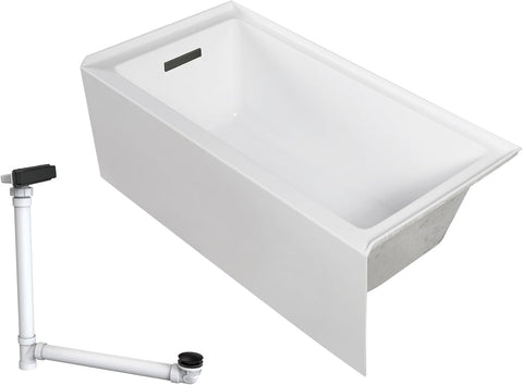 UATLN603220-L-MB Unity 60-in x 32-in x 20-in Alcove Acrylic Bathtub Kit With Left Hand Drain, White/Matte Black