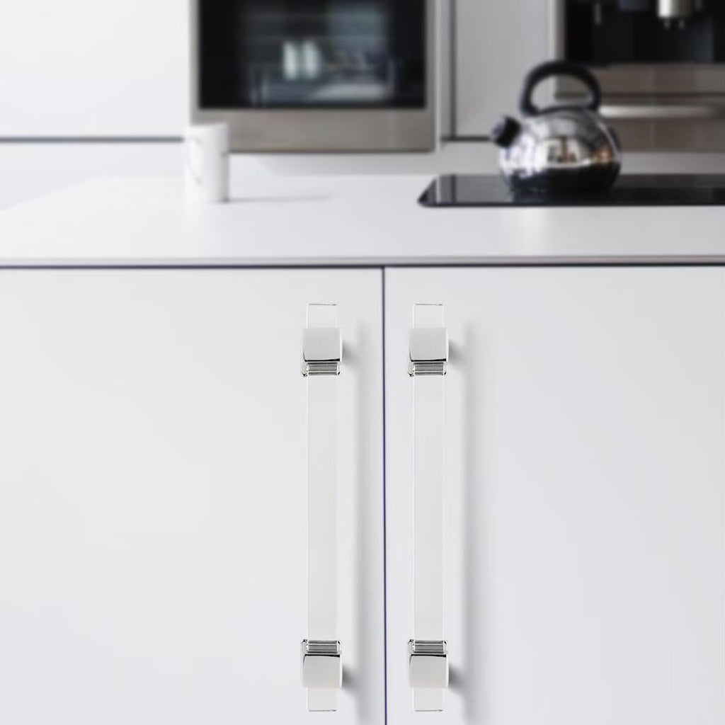 Acrylic Cabinet Handles & Pulls 5" Hole Centers Square 10 Pack