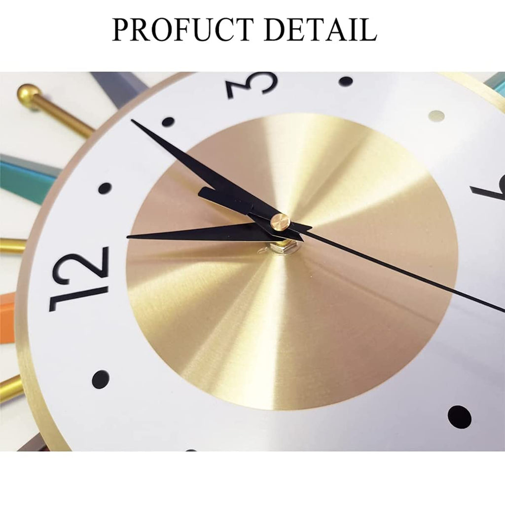 Large Wall Clock 22 Inch Modern Wall Clock Starburst Mid-Century Modern Decor Non-Ticking Battery Operated Colorful