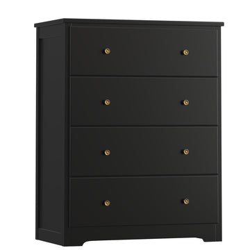 Black with 4 Drawers, 29" W Chest of Drawers, Wood | Modern 4 Drawers, Space-Saving Vertical Storage with Large