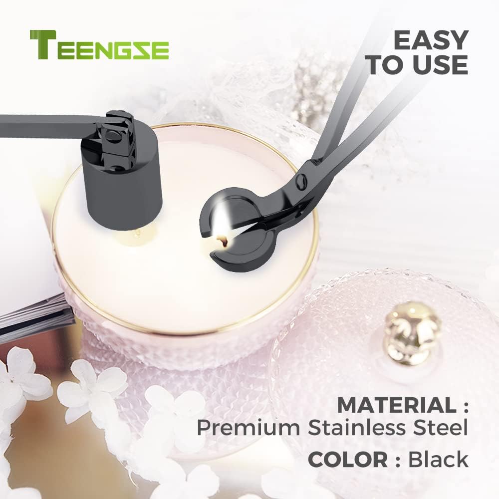 Black Candle Trimmer & Snuffer Set, Stainless Steel Long Handle Kit - Set of 2