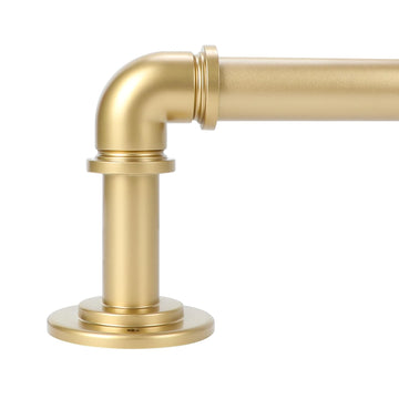 Curtain Rod 36-45 Inch, Industrial Wrap Around Window Rod, Gold