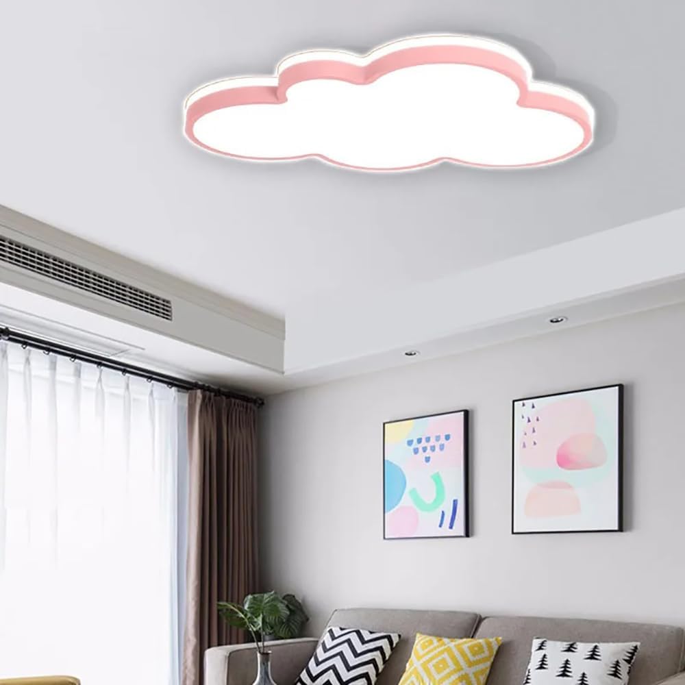 Cloud LED Ceiling Light, 27" Pink Flush Mount Light for Kids Room Nursery
