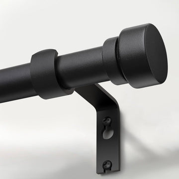 Rn Matte Black Curtain Rods for Windows 72 to 144 Adjustable Length Heavy Duty 1" Diameter Window Curtain Rod with