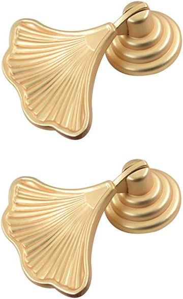 Furniture Knob Handles Golden Drop Pendant Pull Handle Fashion Ginkgo Leaf Shape Dresser Knobs Door Drawer 2 pcs