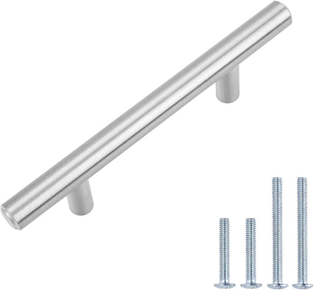 Euro Bar Cabinet Handles, Drawer Pulls, Kitchen Cabinet Hardware, 5.38-inch Length, 3-inch Hole Center, 1/2-inch
