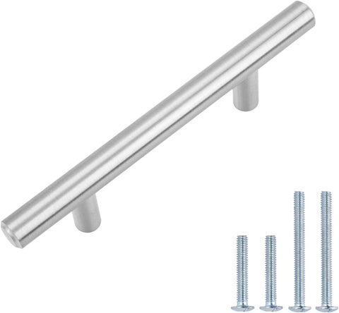 Euro Bar Cabinet Handles, Drawer Pulls, Kitchen Cabinet Hardware, 5.38-inch Length, 3-inch Hole Center, 1/2-inch