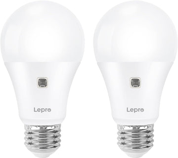 A19 E26 Dusk to Dawn LED Light Bulbs Outdoor 9W 806 Lumens 2 Pack
