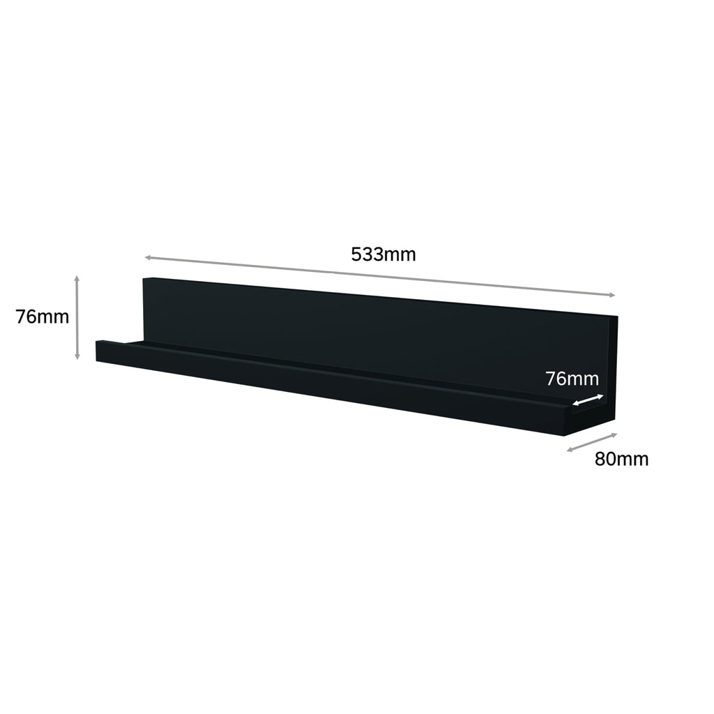 Picture Ledge, 21" Damage Free Hanging Floating Shelf with Adhesive Strips, Slate, No Tools Picture Hanger for