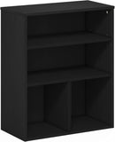 PASIR Book Shelf, 3-Tier Display Bookshelf with Adjustable Shelf, Cube Storage Bookcase, 11.8 x 23.6 x 28.2, Black Oak