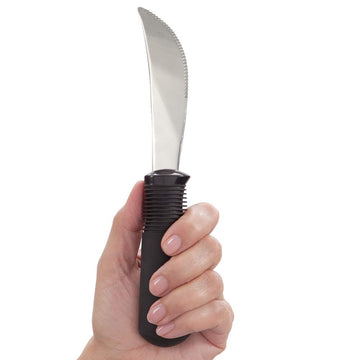 Norco Big-Grips Serrated Rocker Knife Adaptive Eating Utensil, Non-Weighted. Built Up, Non-Slip Handle. Sharp