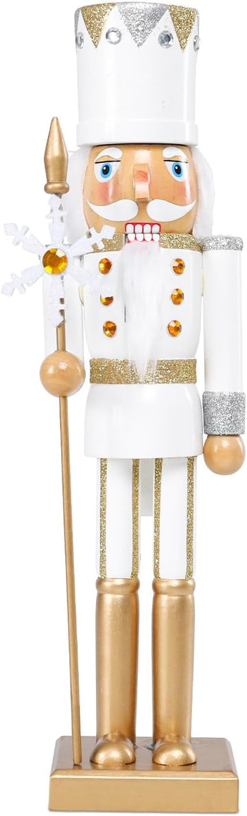 15 Inch Christmas Nutcracker Decorations,White King Wooden Figures