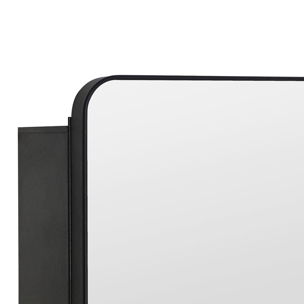 Bathroom Mirror Medicine Cabinet with Round Corner Framed Door 48 x 30 inch, Black, Recessed or Surface Mount, with