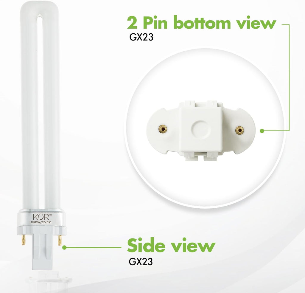 13W CFL Light Bulbs, GX23 2-Pin Base, 5000K Bright White, 4-Pack