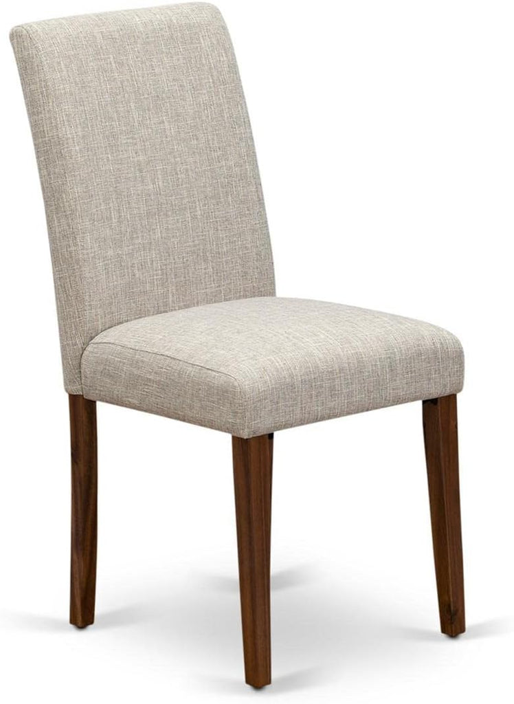 Abbott Classic Parson Chairs - Doeskin Linen Fabric Padded Dining Chairs, Set of 2, Natural