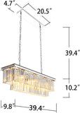 Chrome Rectangle Modern Crystal Chandeliers Lighting Rectangular Pendant Ceiling Lights Fixture Lamp for Dining Living Room L39.4 A107-B07QGYP1F3