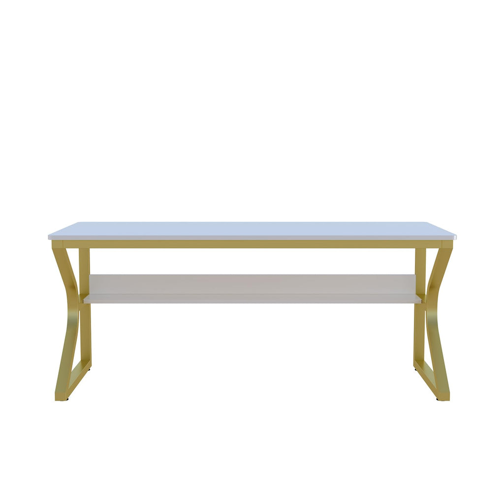 63-Inch Extra Long Desk with Storage Shelf, Gold