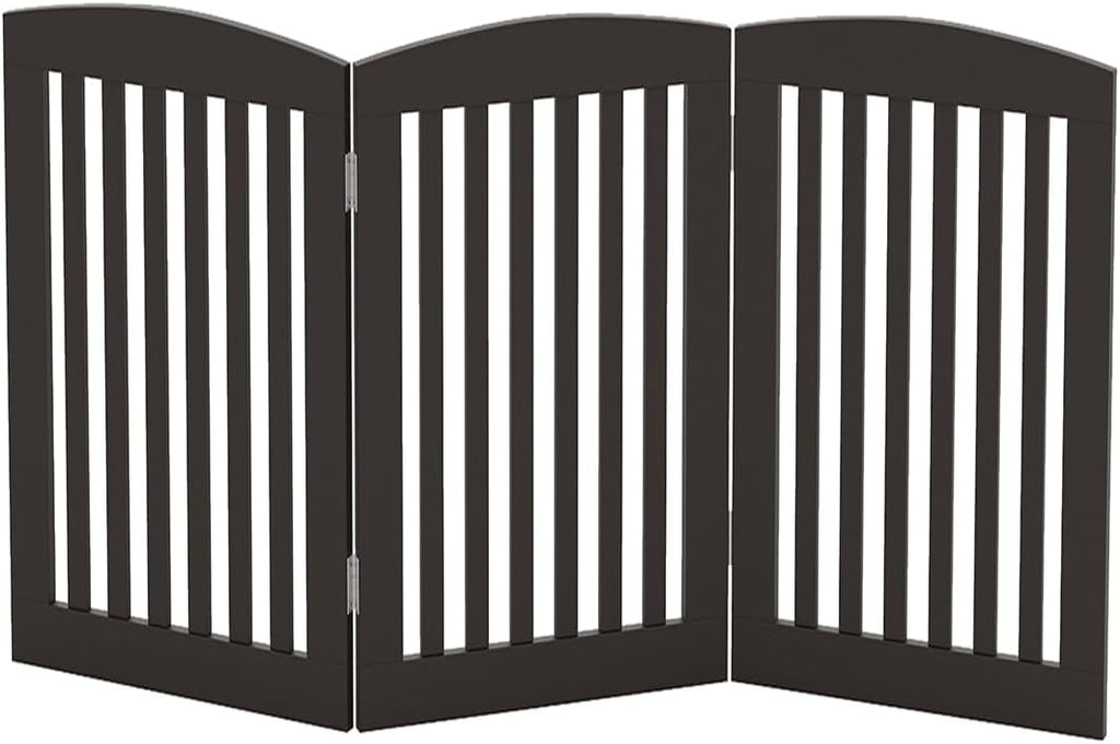 Wooden Freestanding Foldable Pet Gate for Dogs, 24 Inch H, 3 Panels