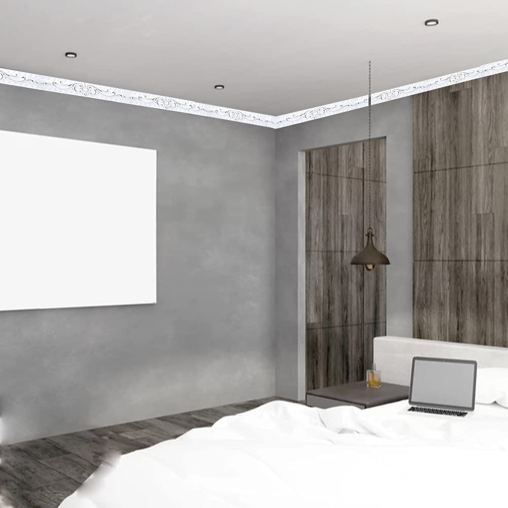 Flexible Molding Trim Self Adhesive, Crown Molding Ceiling, Wall Peel and Stick for Mirror Furniture Door Wardrobe