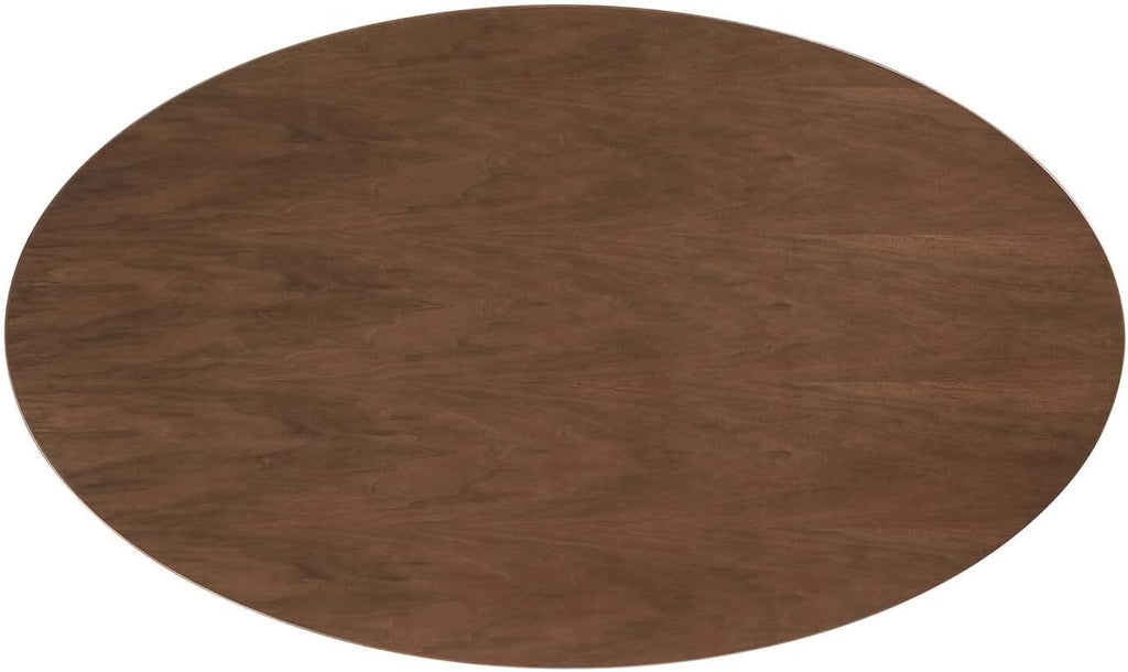 Inspired Tulip Style Oval Pedestal Dining Table — Black Base / Walnut Top, 60″ Oval