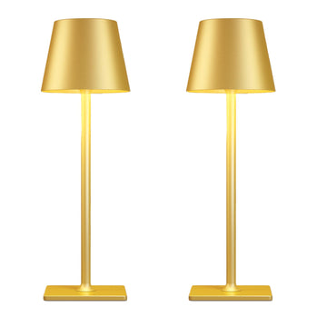 Gold Rechargeable Cordless Table Lamp, Battery Operated, 2 Pack