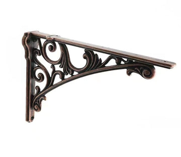 Decorative Shelf Bracket 10 inch, Antique Copper Brackets for Shelving, Heavy Duty Vintage, DIY Projects, Hardware
