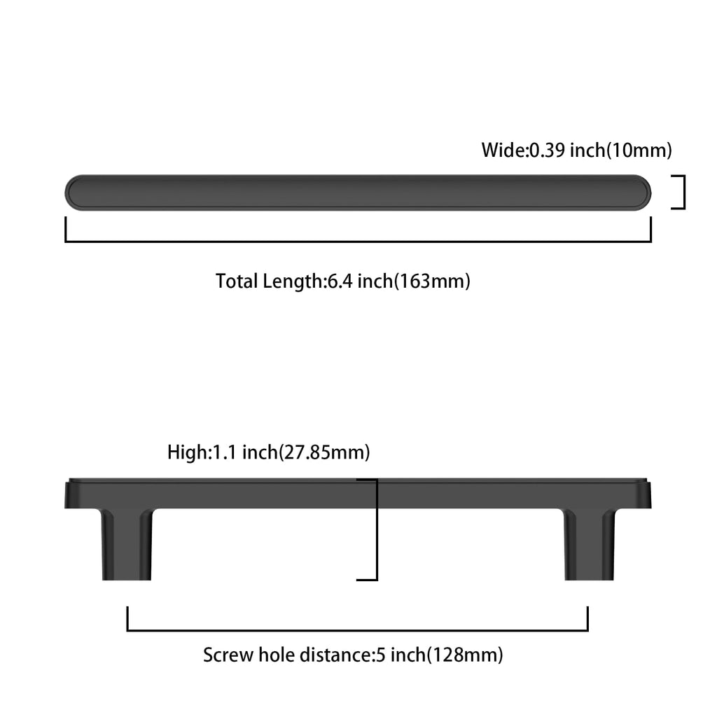 20 Pack 5 Inch(128mm) Matte Black Cabinet Pulls Heavy-Duty Solid Kitchen Cabinet Handles Black Drawer Hardware s