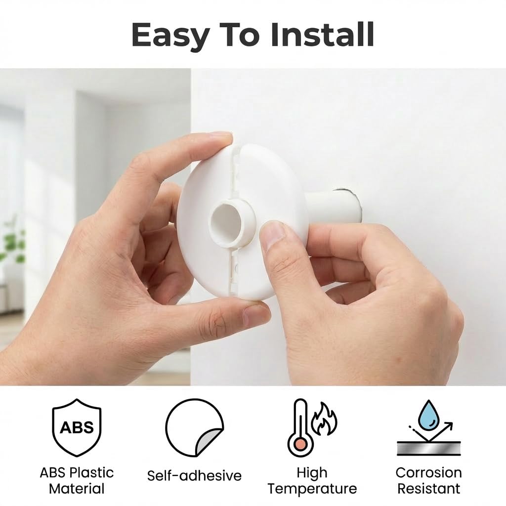 2pcs Wall Split Flange, white Self-Adhesive Pipe Cover Escutcheon Plate