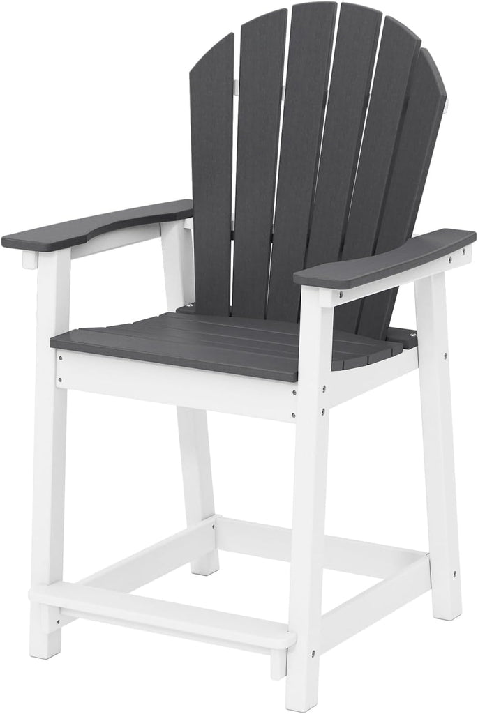 Tall Modern Adirondack Chair, All Weather HDPE Bar Height Adirondack Stools Two-Tone Widened Durable Design for Porch