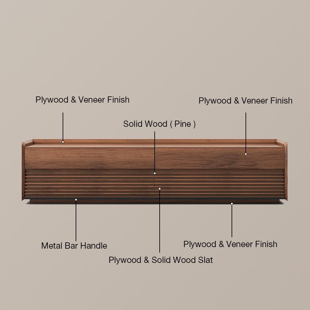 Mid Century Modern TV Stand, 94.49" Wood Media Console with Adjustable LED Light, Entertainment