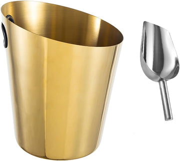 Stainless Steel Champagne Bucket - Stainless-Steel Beverage Tub - Diagonal Ice Bucket with Handle for Cocktail Bar