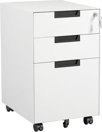 3 Drawer Mobile File Cabinet with Lock,Under Desk Metal Small Filing Cabinets Organizer Letters/Legal/A4(Fully