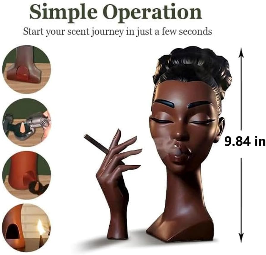 Elegant Head Incense Black Woman Burner - Stylish Incense Holder Black Women for Modern Home Decor - Unique Gifts