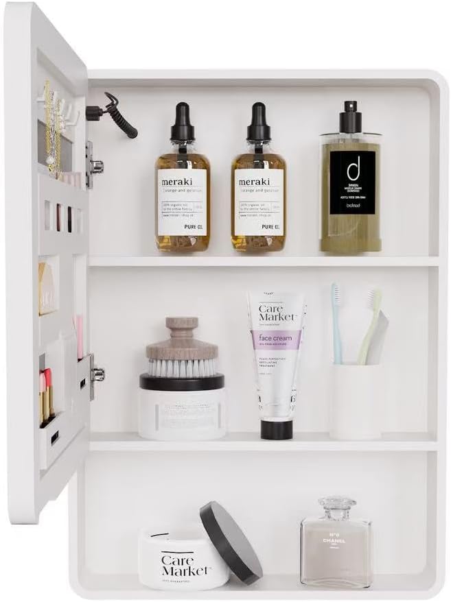 19.69" x 27.56" LED Bathroom Medicine Cabinet, Wall Mounted Mirror Cabinet with Warm LED Light, Anti-Fog Mirror
