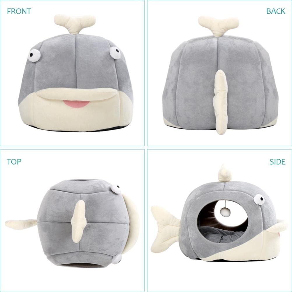 Cat Beds for Indoor Cats - Cat Bed Cave with Removable Washable Cushioned Pillow, Soft Plush Premium Cotton No