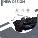 Power Recliner Sofa Sectional Sofa with LED Light for Living Room, Air Leather Reclining Corner Sectional Sofa Set