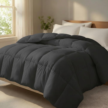 All Season Twin Comforter, Down Alternative Duvet Insert, Dark Grey