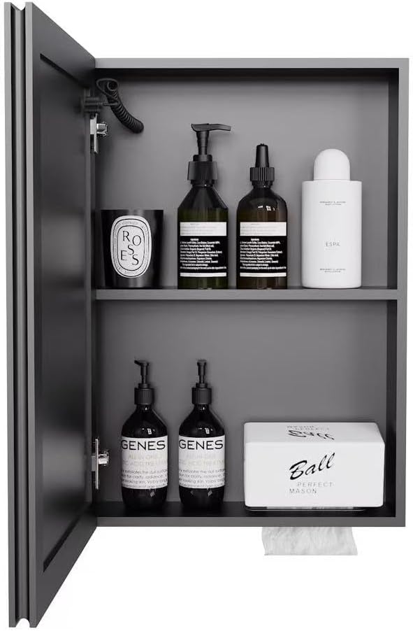 15.98" x 22.05" LED Bathroom Medicine Cabinet, Wall Mounted Mirror Cabinet with White LED Light, Anti-Fog Mirror