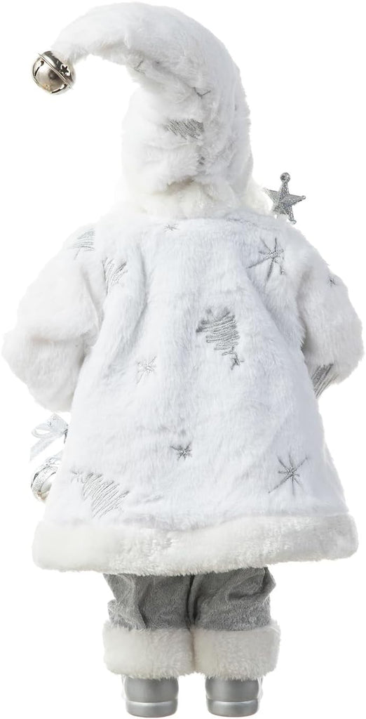 Handmade Christmas Traditional Santa Figurine, 18" H Faux Fur Christmas Frosty Santa Claus with Porcelain Face Xmas