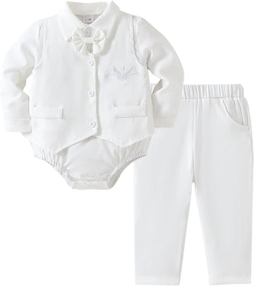 Baby Boy Clothes Suits Infant Gentleman Wedding Outfit Formal Collared Dress Tuxedo Baby Suit Set