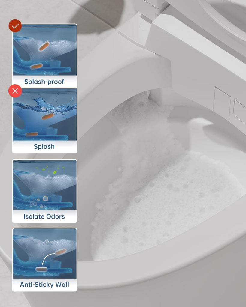 Smart Toilet Bidet with Auto Open Close,Foam Shield,1000G MaP Flush Score,ADA Comfort Chair Height,Blackout