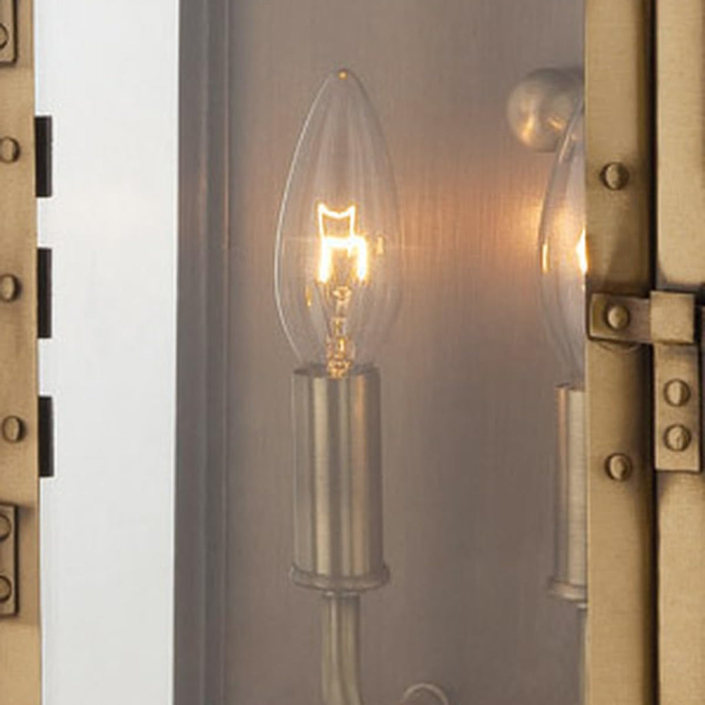 St. Charles Collection 2-Light Wall Mount Outdoor Light Fixture, Aged Brass
