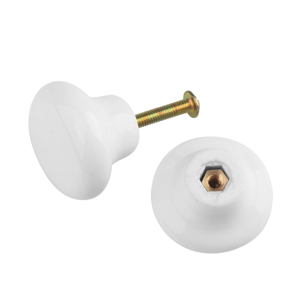 40 Packs White Ceramic Cabinet Knobs, Glossy Ceramic Knobs, Handles Drawer Cupboard Cabinet Knobs Office Bathroom