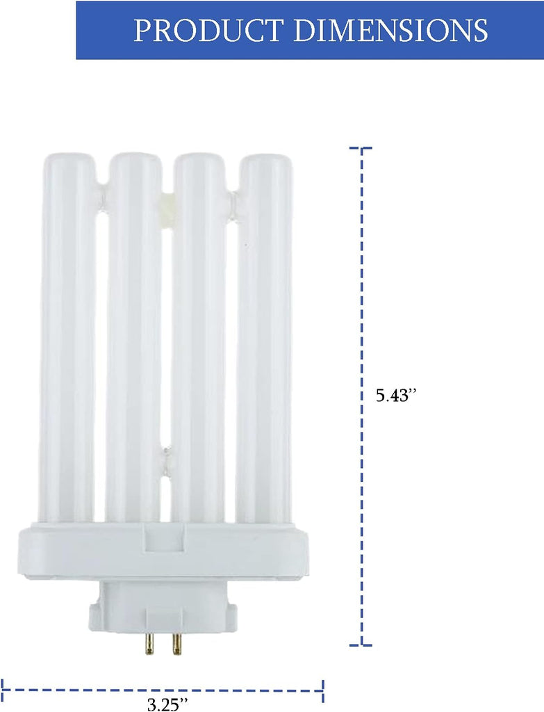 Compact Fluorescent 27W Quad Tube, 6500K Daylight Light FML Light Bulbs with GX10Q-4 Base - 2 Pack