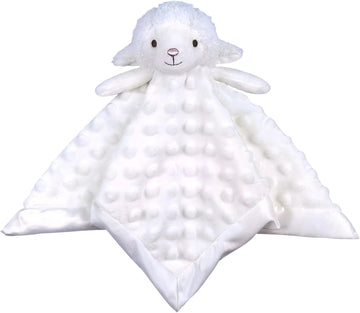 Baby White Lamb Soft Stuffed Animal Security Blanket, Plush Sheep Character Lovey Blanket, Baby Shower/Nursery Gift