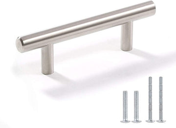 Cabinet Handles - Pack of 30 Stainless Steel Brushed Satin Nickel Finish Hollow Tube T Bar Drawer Pulls Furniture