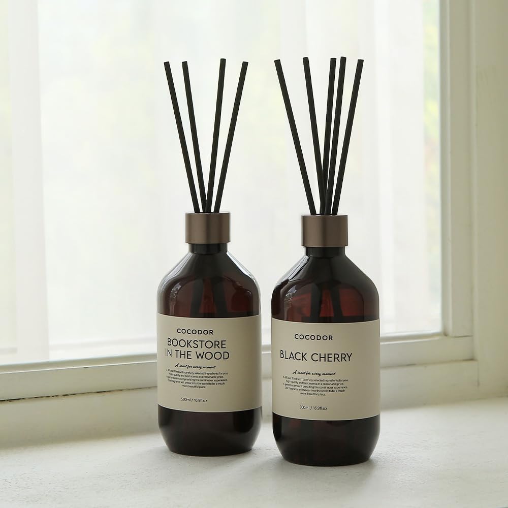 Premium Reed Diffuser/Black Cherry /16.9oz /2 Pack/Large Capacity Fragrance Scent Oil Stick Diffuser Set Bathroom