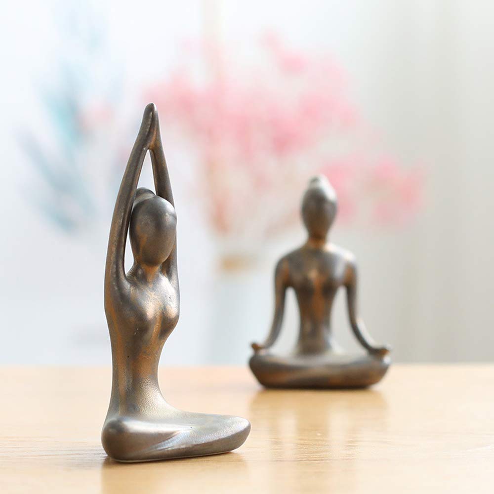 Lot of 4 Meditation Yoga Pose Statue Figurine Ceramic Yoga Figures