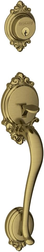 Brookshire Exterior Handleset with Deadbolt, Antique Brass (Exterior Half Only) - Door Handleset