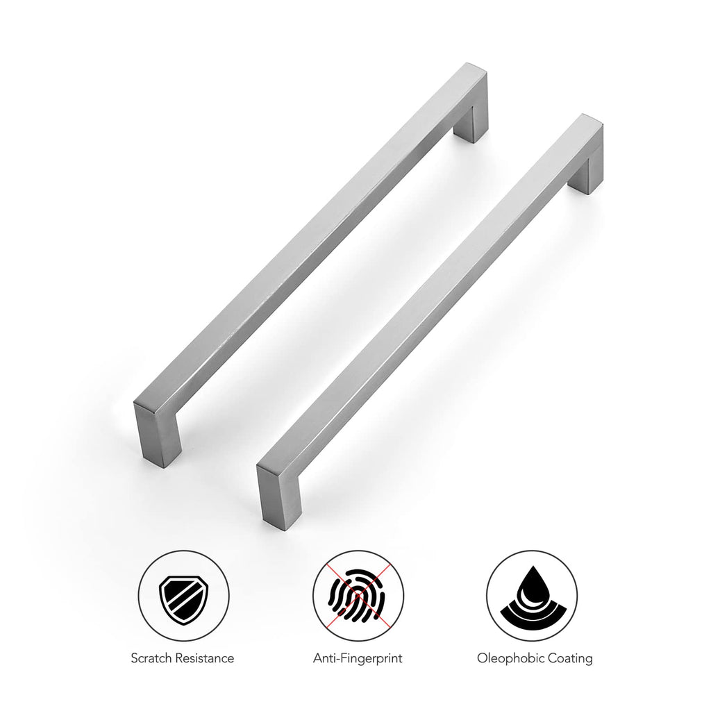 Brushed Nickel Square Cabinet Handles & Pulls,8-4/5 Inch,12 Pack